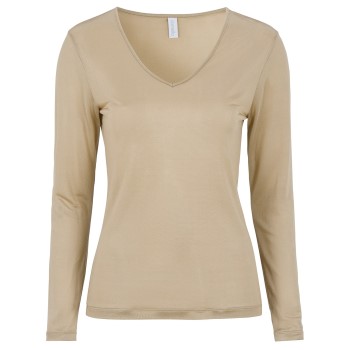 Damella Silk Long Sleeve Beige silke Large Dame