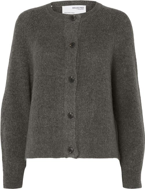 Se Selected Femme Slflulu LS Alpaca Blend Knit Short Cardigan B NO Kvinde Grå Cardigans Str L - hos Magasin ved Magasin