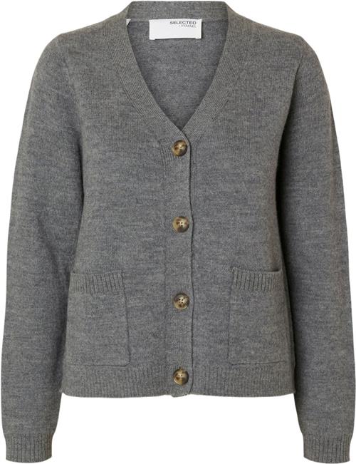 Selected Femme Slfana LS 100 Wool Knit Cardigan Noos Kvinde Grå Cardigans Str XS - hos Magasin