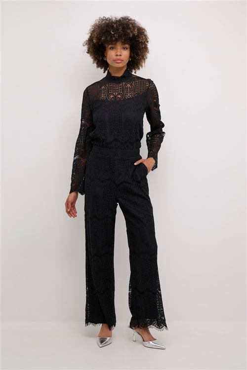 Se Culture Cuima Lace Pants Kvinde Black Bukser Med Brede Ben Str L - hos Magasin ved Magasin