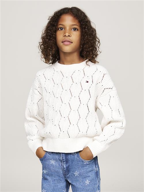 Tommy Hilfiger Chenille Sweater Str 6 - Ivory Petal Sweatshirts hos Magasin