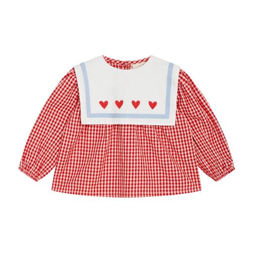 Flöss Anna Gingham Bluse Ruby | Rød | 110 cm