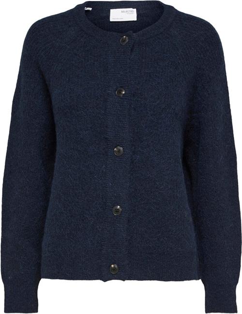 Selected Femme Slflulu LS Alpaca Blend Knit Short Cardigan B NO Kvinde Dark Sapphire/melange Cardigans Str S - hos Magasin