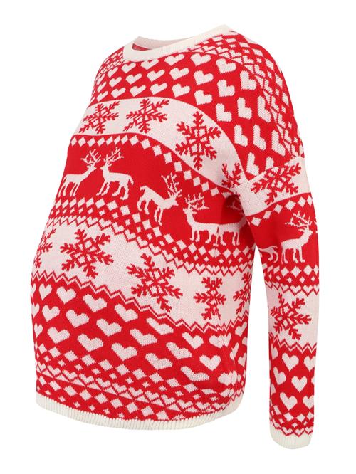 Only Maternity Pullover 'XMAS HEARTS'  rød / hvid