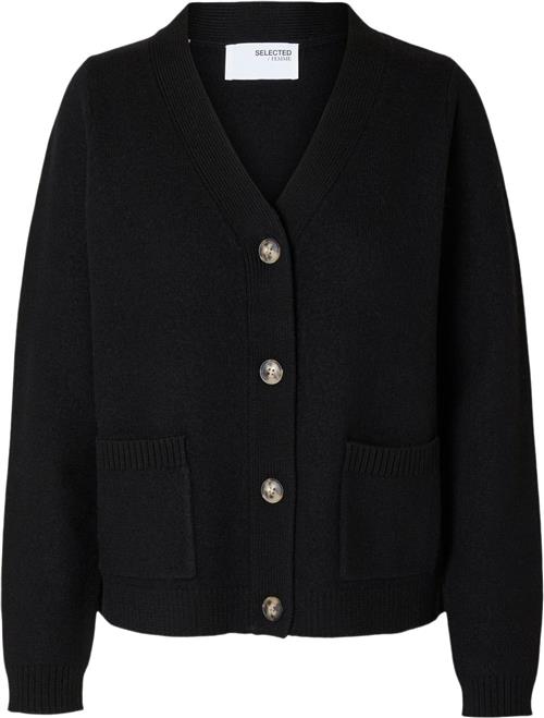 Selected Femme Slfana LS 100 Wool Knit Cardigan Noos Kvinde Sort Cardigans Str S - hos Magasin