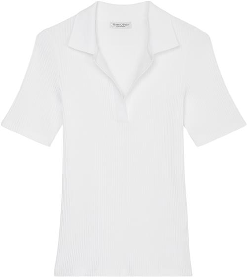 Marc O’Polo Polo Shirt, Short Sleeve, Flatknit Kvinde White Kortærmede T-shirts Str L - hos Magasin