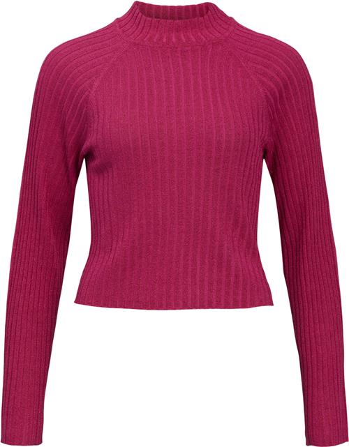 Object Objluna Lurex L/S Knit Pullover 124 Kvinde Magenta/w. Magenta Sweaters Str S - hos Magasin