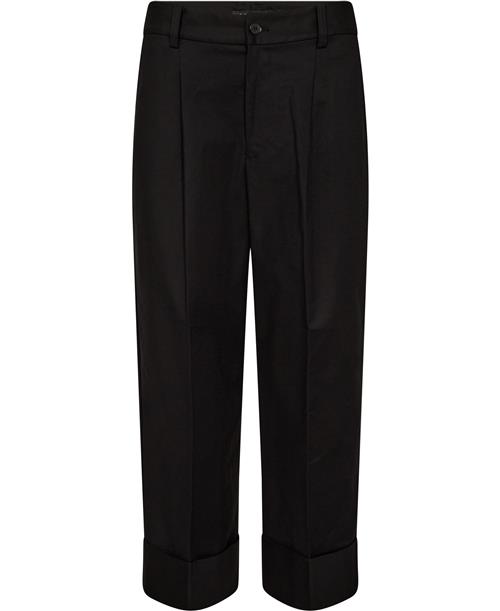 Lauren Ralph Lauren Doublefaced Stretch Cotton Ankle Pant Kvinde Sort Bukser Med Lige Ben Str 38 - Bomuld hos Magasin