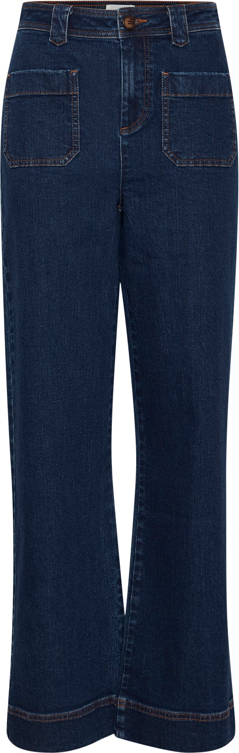 Atelier Rêve Ireloi PA Kvinde Dark Blue, Denim Flared Jeans Regular Fit Str 40 - hos Magasin