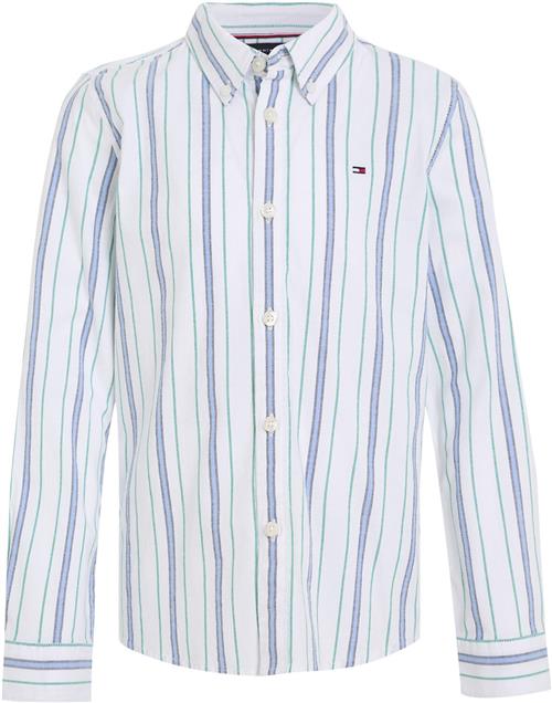 Tommy Hilfiger Flex Ithaca Shirt L/S Str 8 år / 128 cm - White Base/green/navy Stripes Skjorter hos Magasin