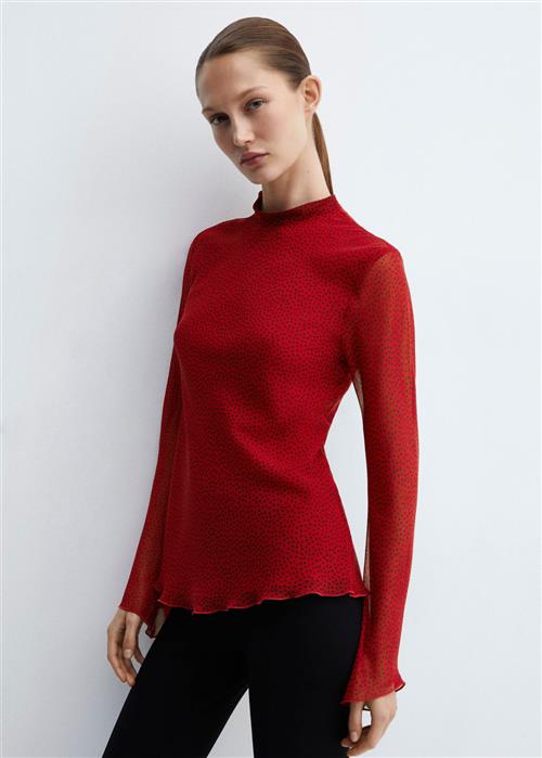 MANGO Back bow Blouse Kvinde Red Langærmede Bluser Str S - hos Magasin