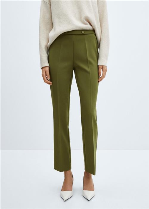 MANGO Belt Straightfit Trousers Kvinde Green Bukser Med Smalle Ben Str 44 - hos Magasin