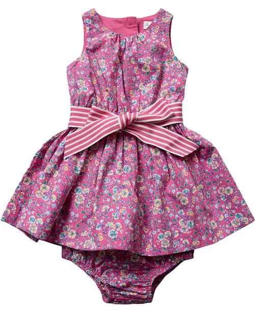 Polo Ralph Lauren Floral Cotton Poplin Dress & Bloomer Str 9M / 9-12 mdr - Lyserød Kjoler Bomuld hos Magasin