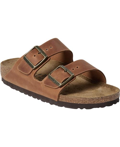 Birkenstock Arizona Leoi Cognac Kvinde Cognac Flade Sandaler Str 39 - hos Magasin