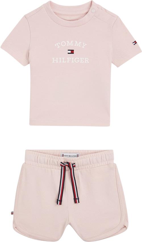 Tommy Hilfiger Baby TH Logo Short SET Str 2 år / 92 cm - Whimsy Pink Kortærmede T-shirts hos Magasin