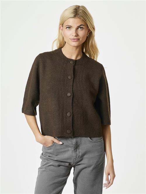 Se Neo Noir Elmira Knit Cardigan Kvinde Chocolate Brown Sweaters Str 42 - Uld hos Magasin ved Magasin