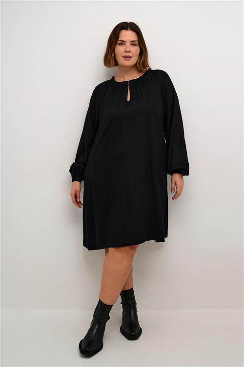 Kaffe Curve Kcjane Dress Kvinde Black Deep Midi Kjoler Str 42 - Viskose hos Magasin