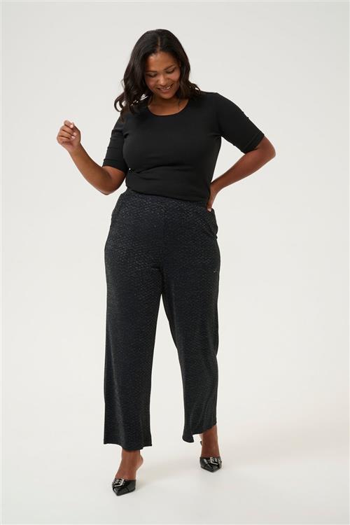 Se Kaffe Curve Kcellia Pants Kvinde Black Glitter Jersey Bukser Str L - Polyester hos Magasin ved Magasin