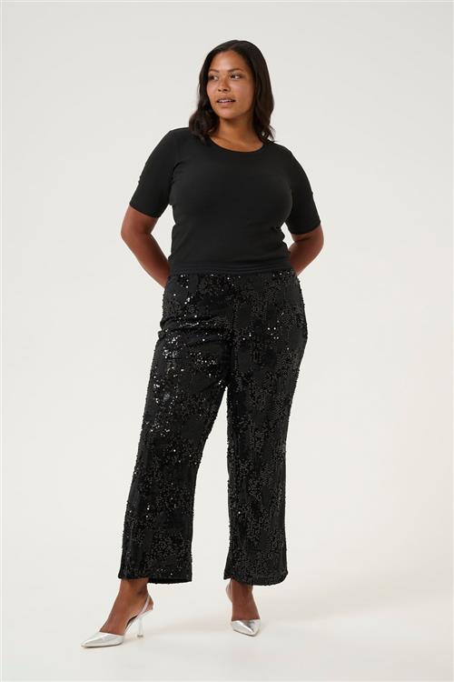 Se Kaffe Curve Kcnicoleen Sequin Pants Kvinde Black Deep Bukser Str XL - hos Magasin ved Magasin