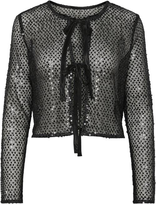 Se Pieces Pcrissi LS Reversible Sequins Cardi Kvinde Sort Toppe Regular Fit Str L - hos Magasin ved Magasin