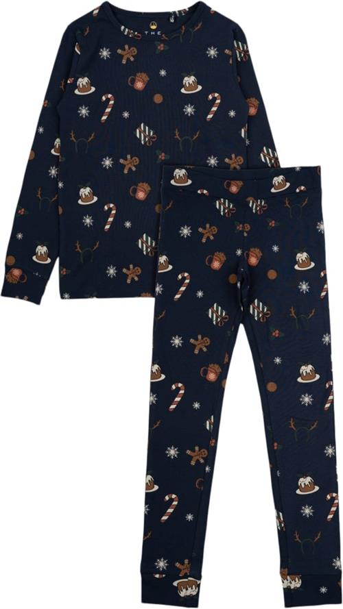 The New Tnholiday Nightset Str 98-104 cm/3-4 år - Navy Blazer Aop Nattøj Bomuld hos Magasin