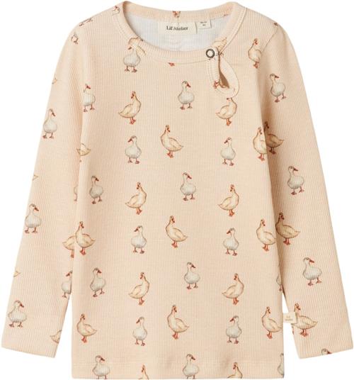 Lil' Atelier Nmfgavo ELI LS Slim TOP LIL Str 98 - Sand Dollar Toppe hos Magasin