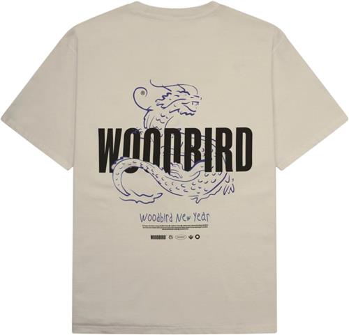 Woodbird Wbbaine Dragon Tee Mand Dark Beige Kortærmede T-shirts Str L - hos Magasin