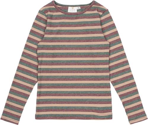 The New Tnmadeline L_S Rib Tee Str 122-128 cm/7-8 år - Multi Stripe Langærmede T-shirts hos Magasin