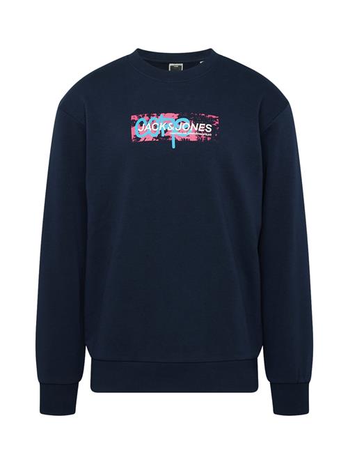 Se JACK & JONES Sweatshirt 'SUMMER'  navy / neonblå / neonpink / hvid ved About You