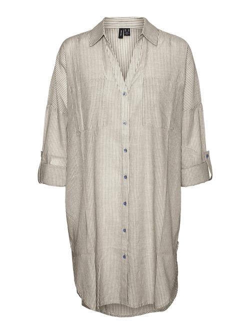 Se VERO MODA Bluse 'ISABEL'  grå / hvid ved About You