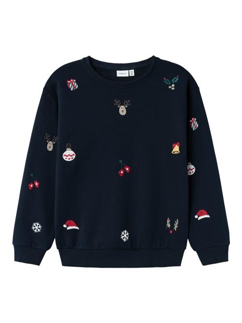 NAME IT Sweatshirt 'NKNRKRINGLE'  natblå / gul / rød / hvid