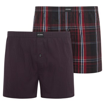 Jockey 2P Woven Boxer Shorts Rød bomuld Large Herre