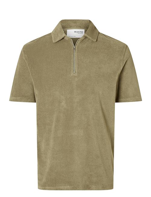 Selected Homme Slhrelax-Terry Ss Zip Polo Ex Selected Homme Green