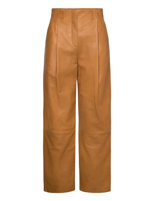 D1. Pleated Leather Pants GANT Brown