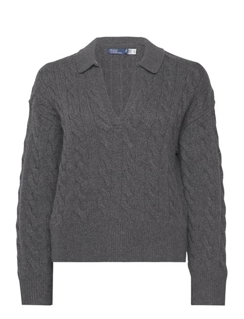 Se Polo Ralph Lauren Cable-Knit Wool-Cashmere Polo Jumper Polo Ralph Lauren Grey ved Booztlet