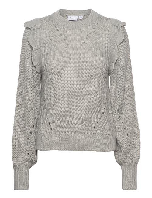 Vila Vinorila New L/S Pointelle Knit Top Vila Grey