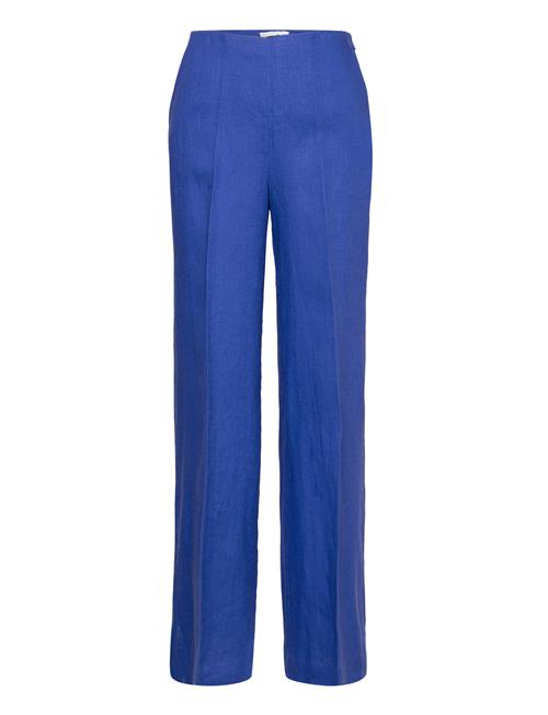 100 Linen Wideleg Trousers Mango Blue