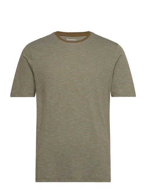 Se Knowledge Cotton Apparel Regular Striped Basic Tee - Gots/Ve Knowledge Cotton Apparel Green ved Booztlet