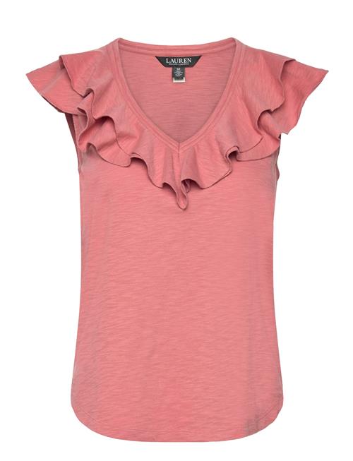 Lauren Ralph Lauren Ruffle-Trim Slub Jersey Sleeveless Tee Lauren Ralph Lauren Pink