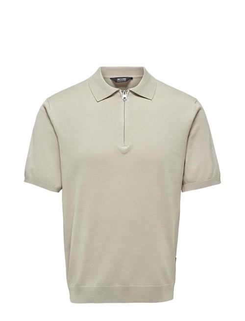 Se ONLY & SONS Onswyler Life Reg 14 Ss Zip Polo Knit ONLY & SONS Cream ved Booztlet