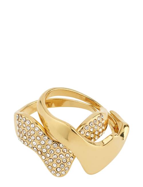 Connect Recycled 2-In-1 Set Crystal Rings Pilgrim Gold