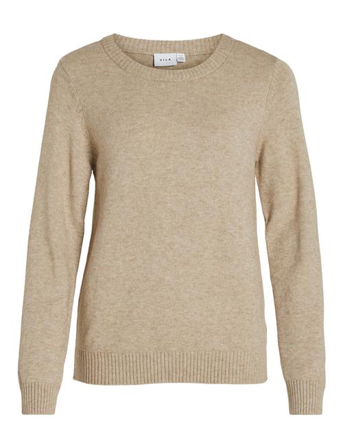 Se Vila Viril O-Neck L/S Knit Top - Noos Vila Beige ved Booztlet