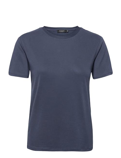 Slcolumbine Crew-Neck T-Shirt Ss Soaked In Luxury Navy