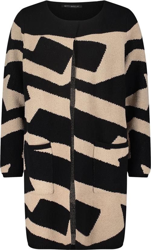 Betty Barclay Strickjacke Lang Kvinde Black-beige Cardigans Str 46 - hos Magasin