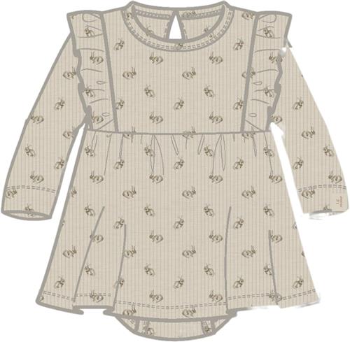 Lil' Atelier Nbflavo EMO LS Body Dress LIL Str 86 - Turtledove/rabbit Kjoler hos Magasin