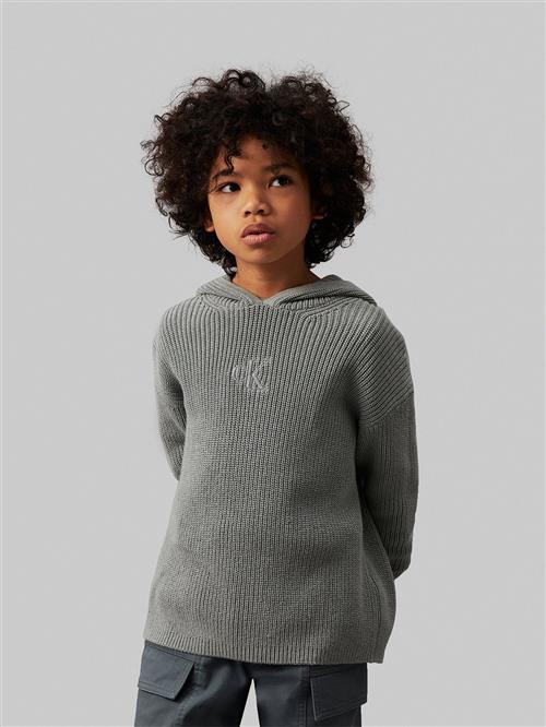 Calvin Klein Ribbed Monogram Hoodie Sweater Str 8 år - Msw Hættetrøjer hos Magasin