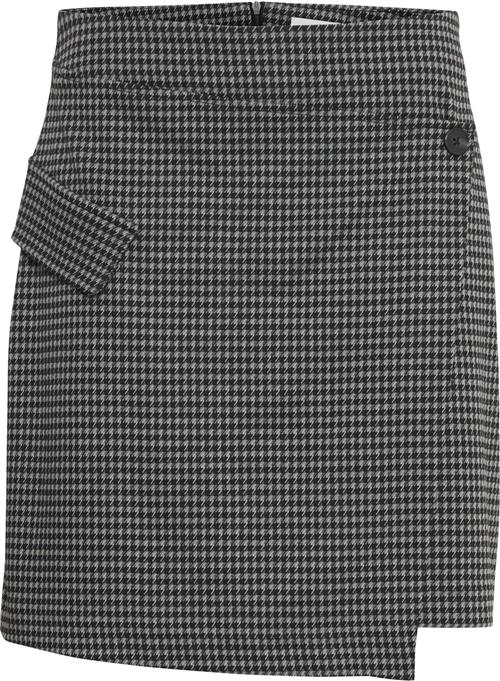 ICHI Ihkate Houndstooth SK2 Kvinde Black/grey Houndstooth Korte Nederdele Str S - hos Magasin