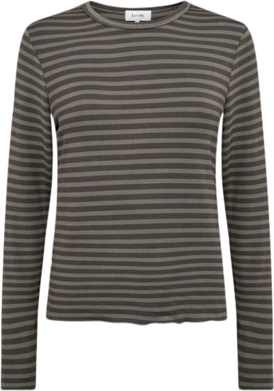 Levete room Lrika 11 Kvinde L770c - Black Olive Combi Kortærmede T-shirts Str L - hos Magasin