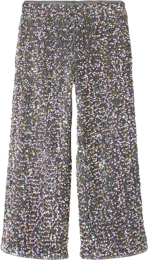 Name It Nkfrunica Wide Pant RT Str 134 - Granite Grey/gold And White Bukser hos Magasin