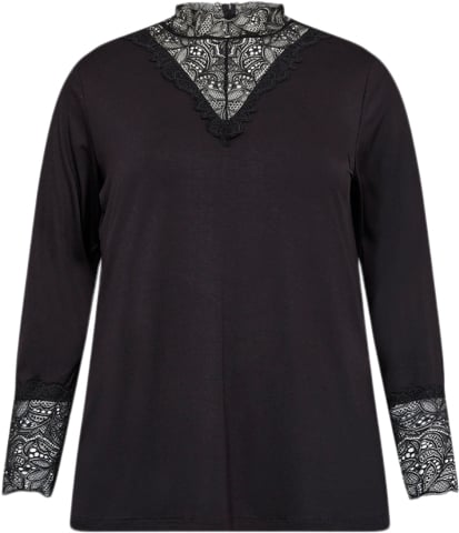 Wasabiconcept Curvy Wastella 8 Bluse Sort Kvinde 9999 Black Langærmede Bluser Str 50/52 - Elastan hos Magasin